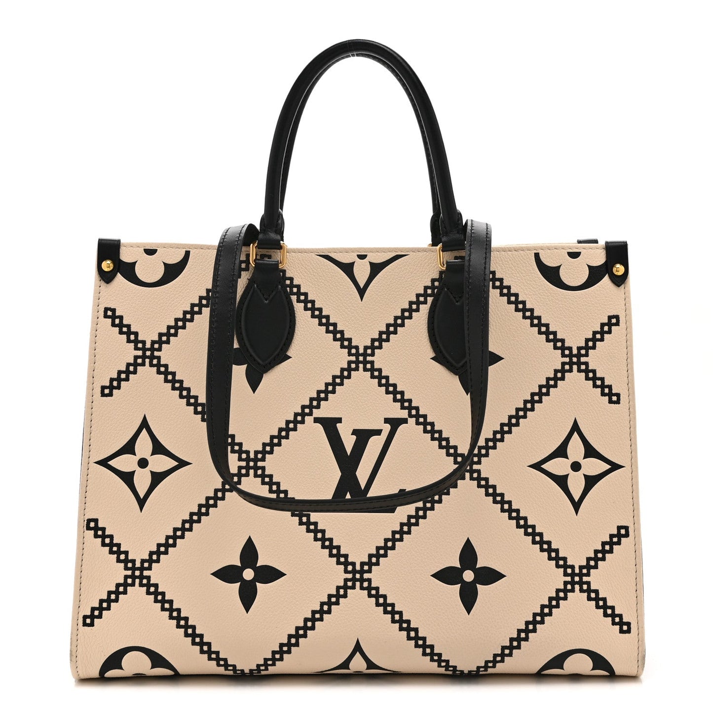 Empreinte Monogram Giant Broderies Onthego MM Cream Black