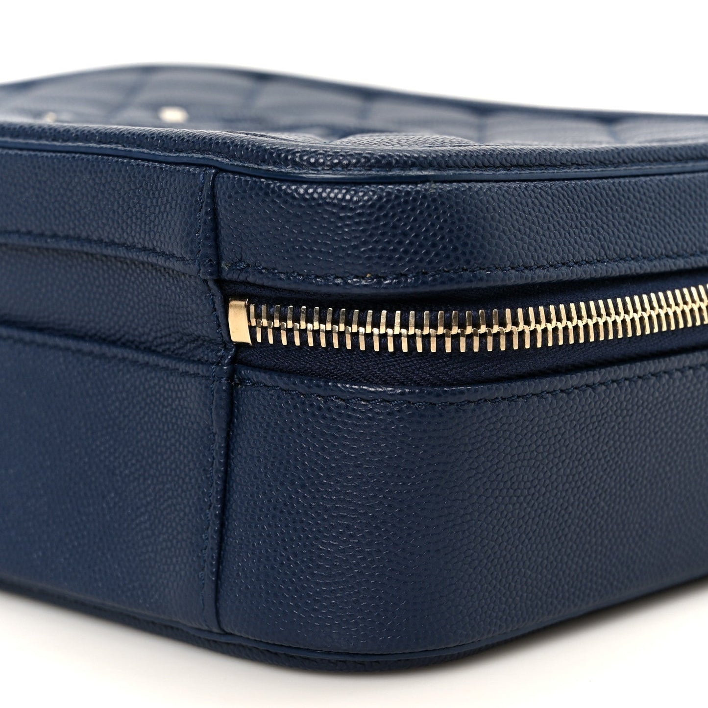 Caviar Quilted Medium CC Filigree Vanity Case Navy