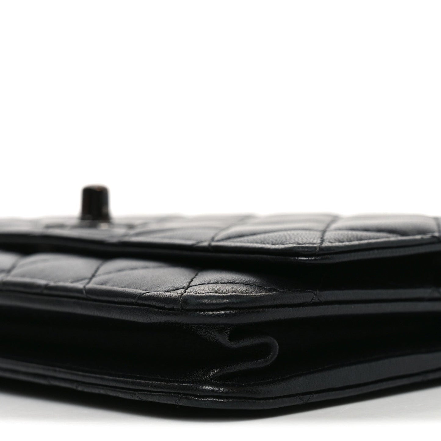 Lambskin Quilted Trendy CC Wallet On Chain WOC So Black