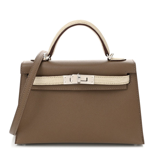 Madame Calfskin Matte Alligator Mini Kelly Sellier Touch 20 Etoupe Beton