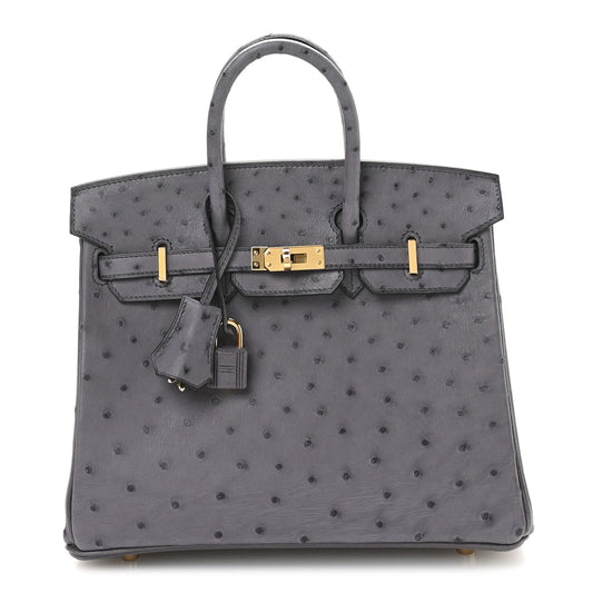 Ostrich Birkin 25 Gris Agate