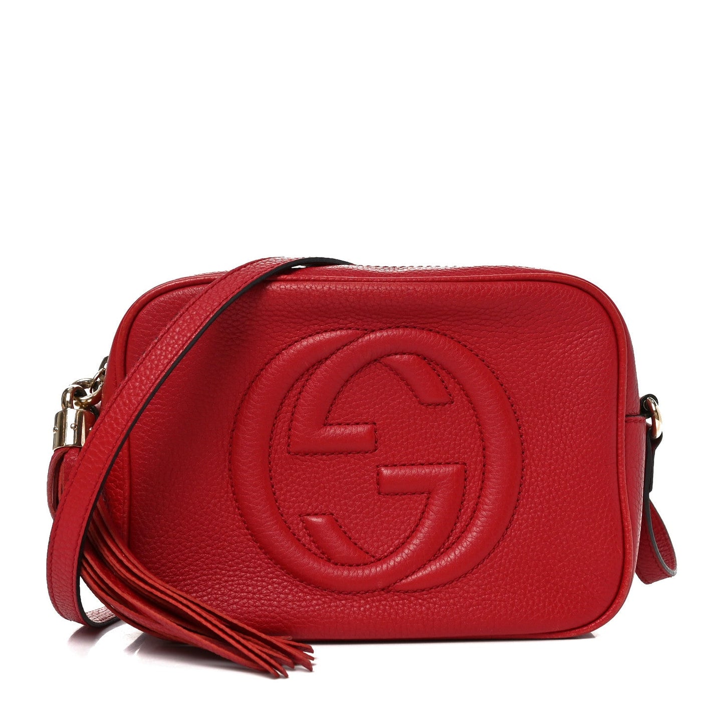 Pebbled Calfskin Small Soho Disco Bag Vibrant Red