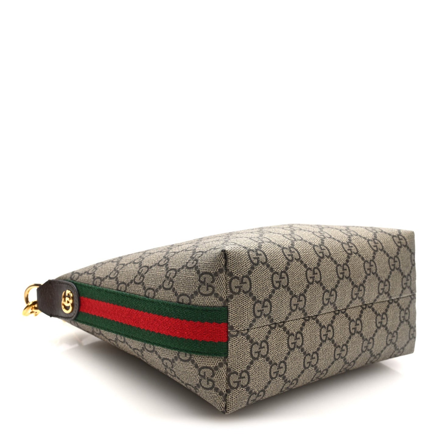 GG Supreme Monogram Textured Calfskin Web Super Mini Ophidia Shoulder Bag Beige Ebony New Acero