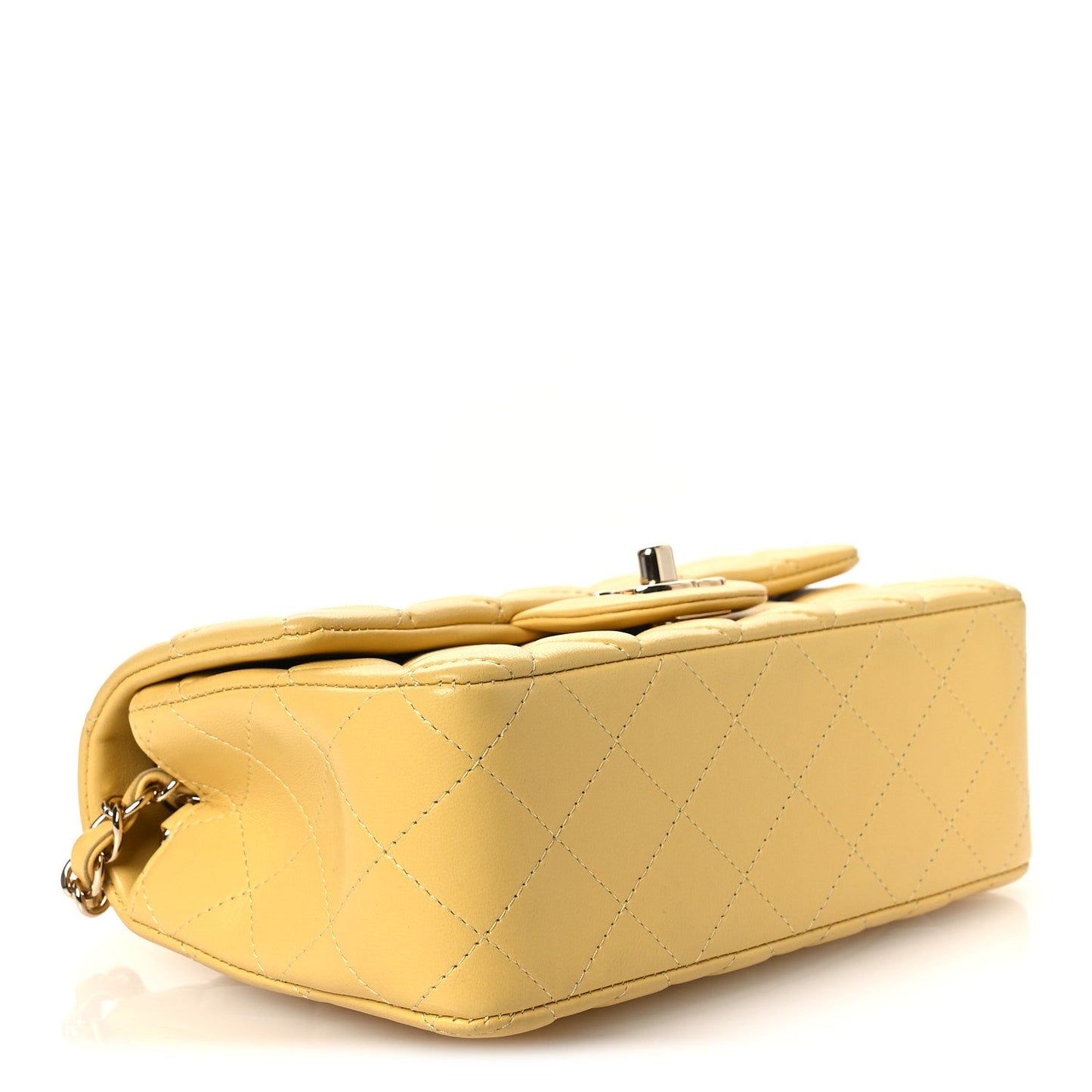 Lambskin Quilted Mini Rectangular Flap Yellow