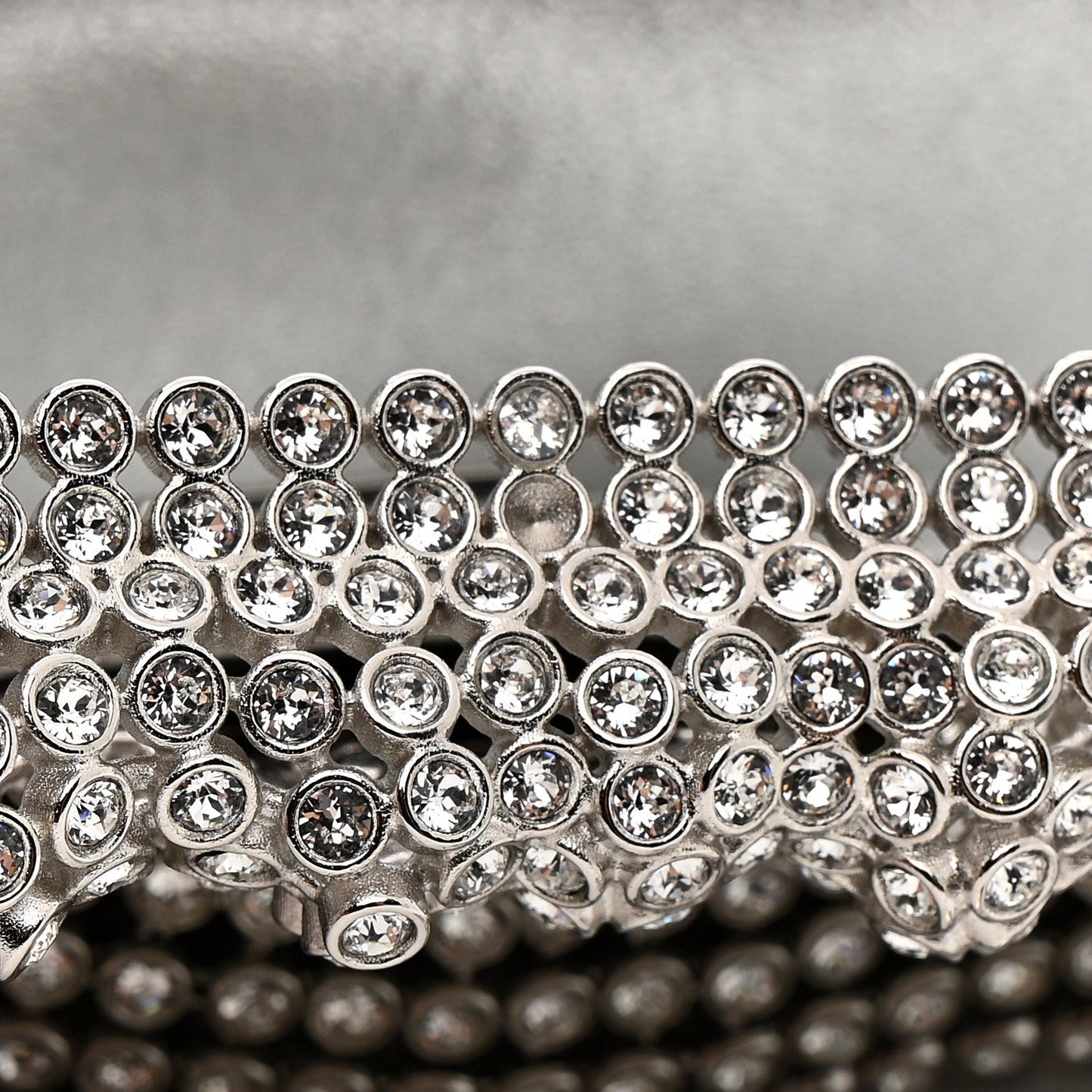 Crystal Embellished Metallic Lambskin Mini Chanel 22 Silver