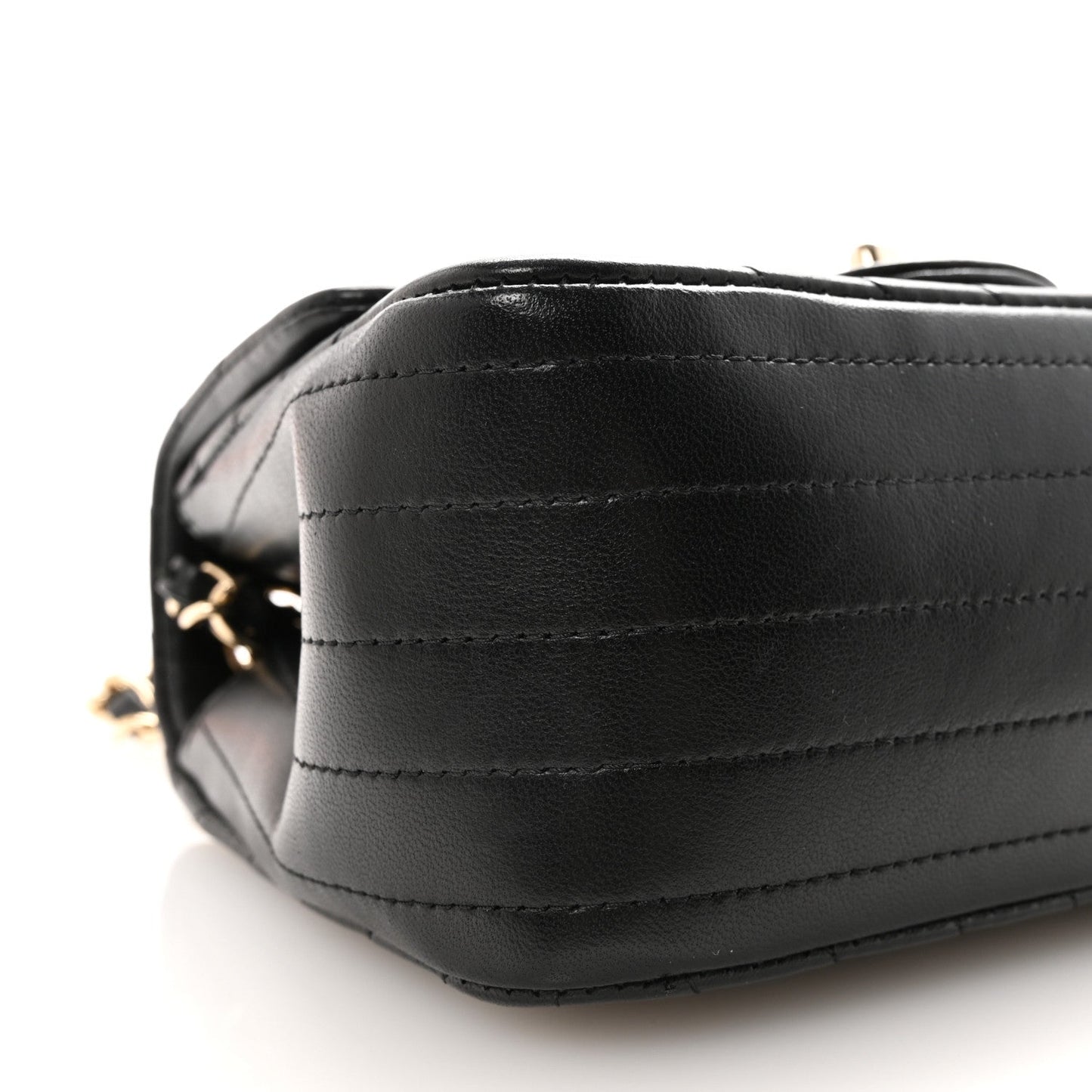 Lambskin Chevron Quilted Mini Square Flap Black