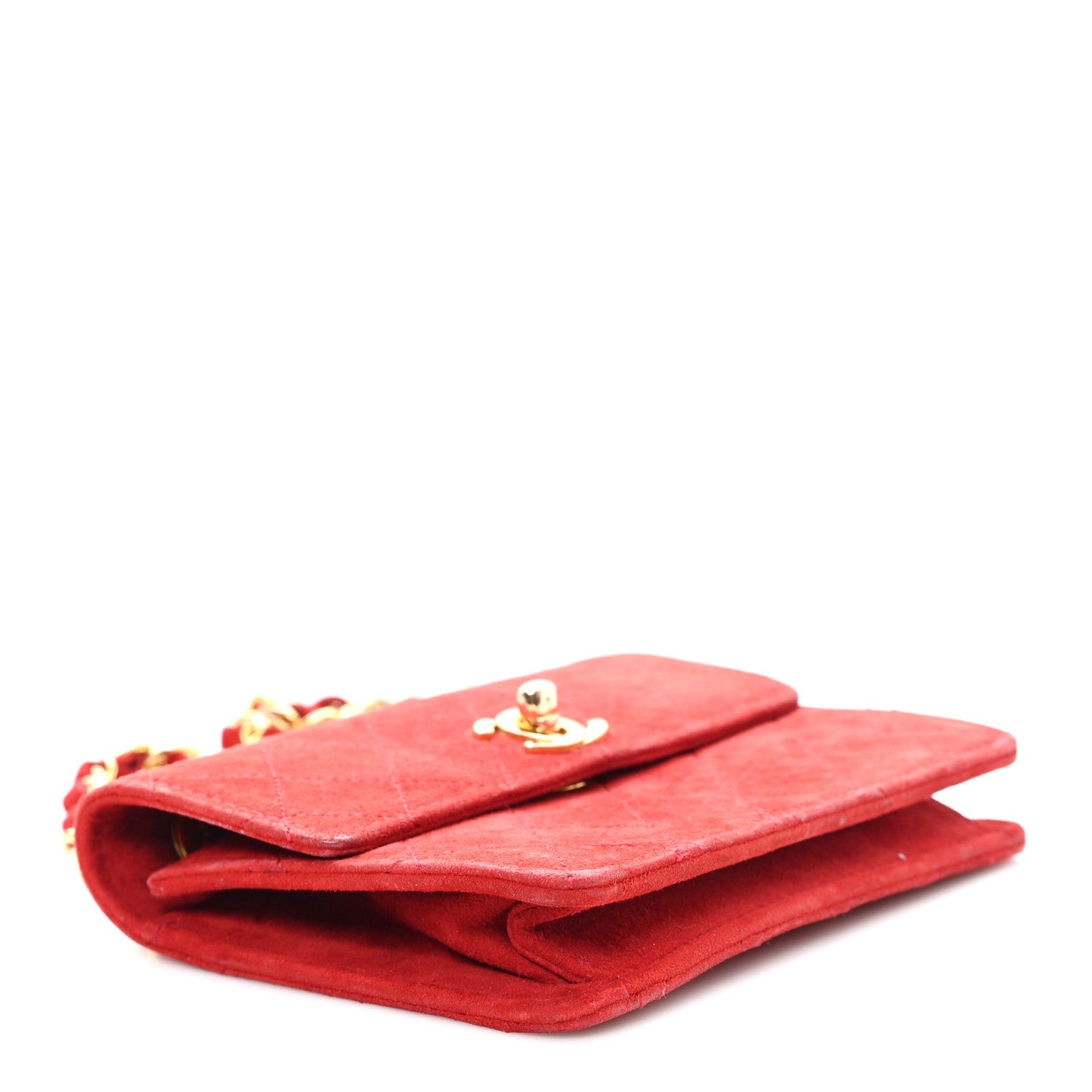 Suede Quilted Mini Square Flap Red