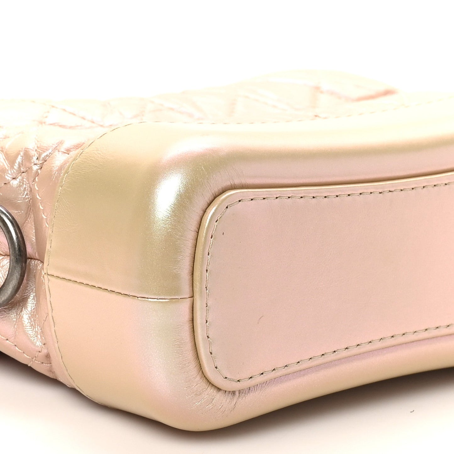 Iridescent Aged Calfskin Quilted Small Gabrielle Hobo Light Pink