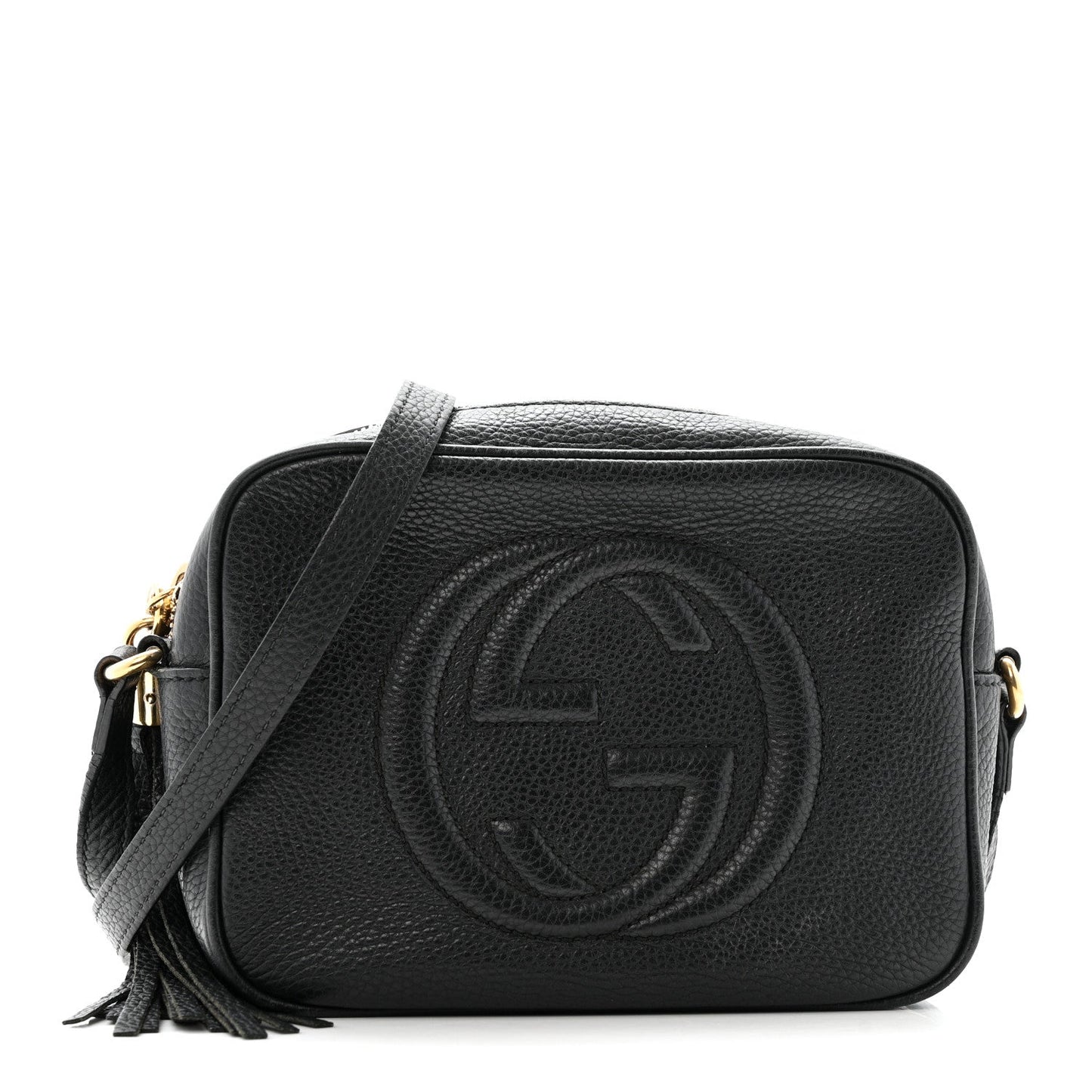 Pebbled Calfskin Small Soho Disco Bag Black