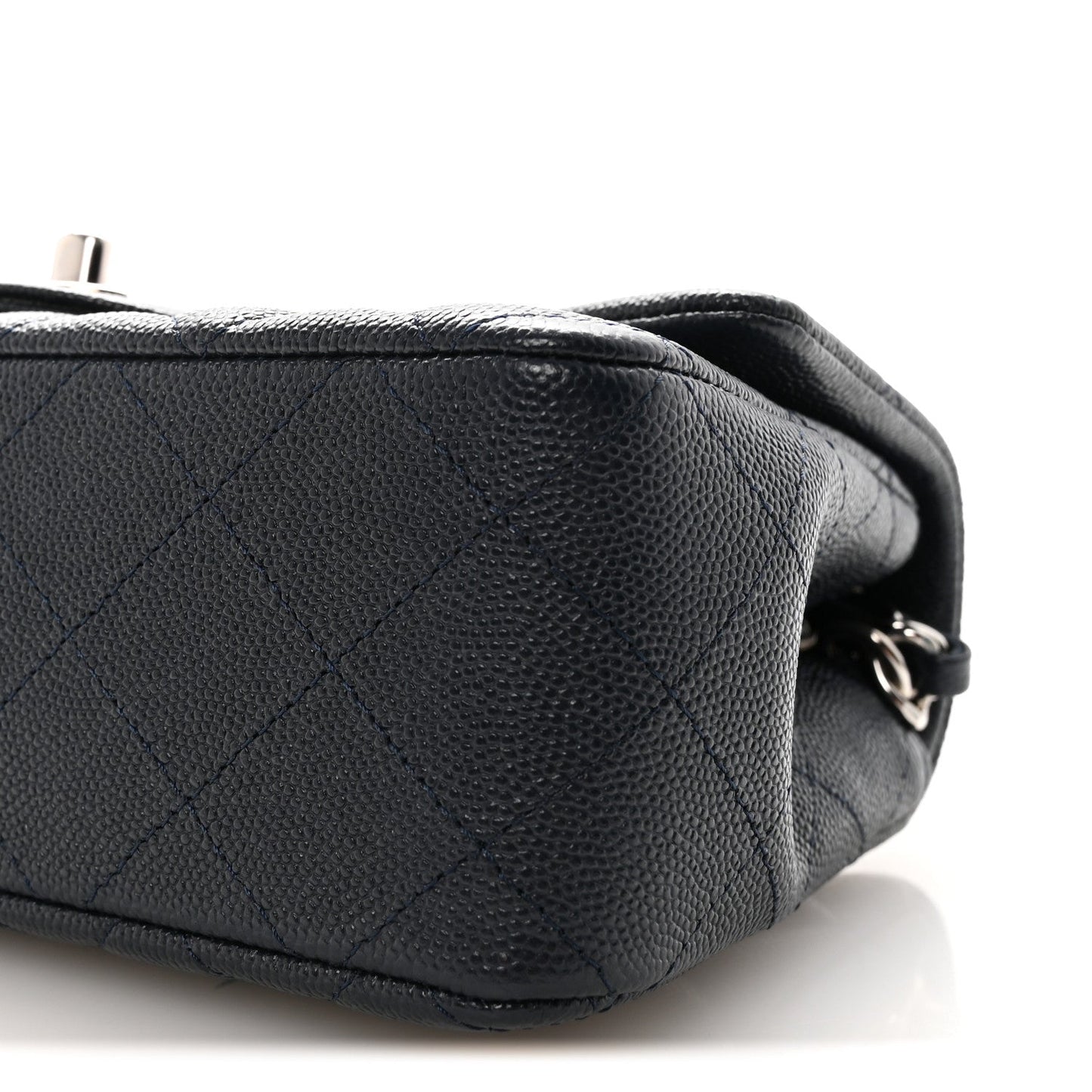 Caviar Quilted Mini Rectangular Flap Navy