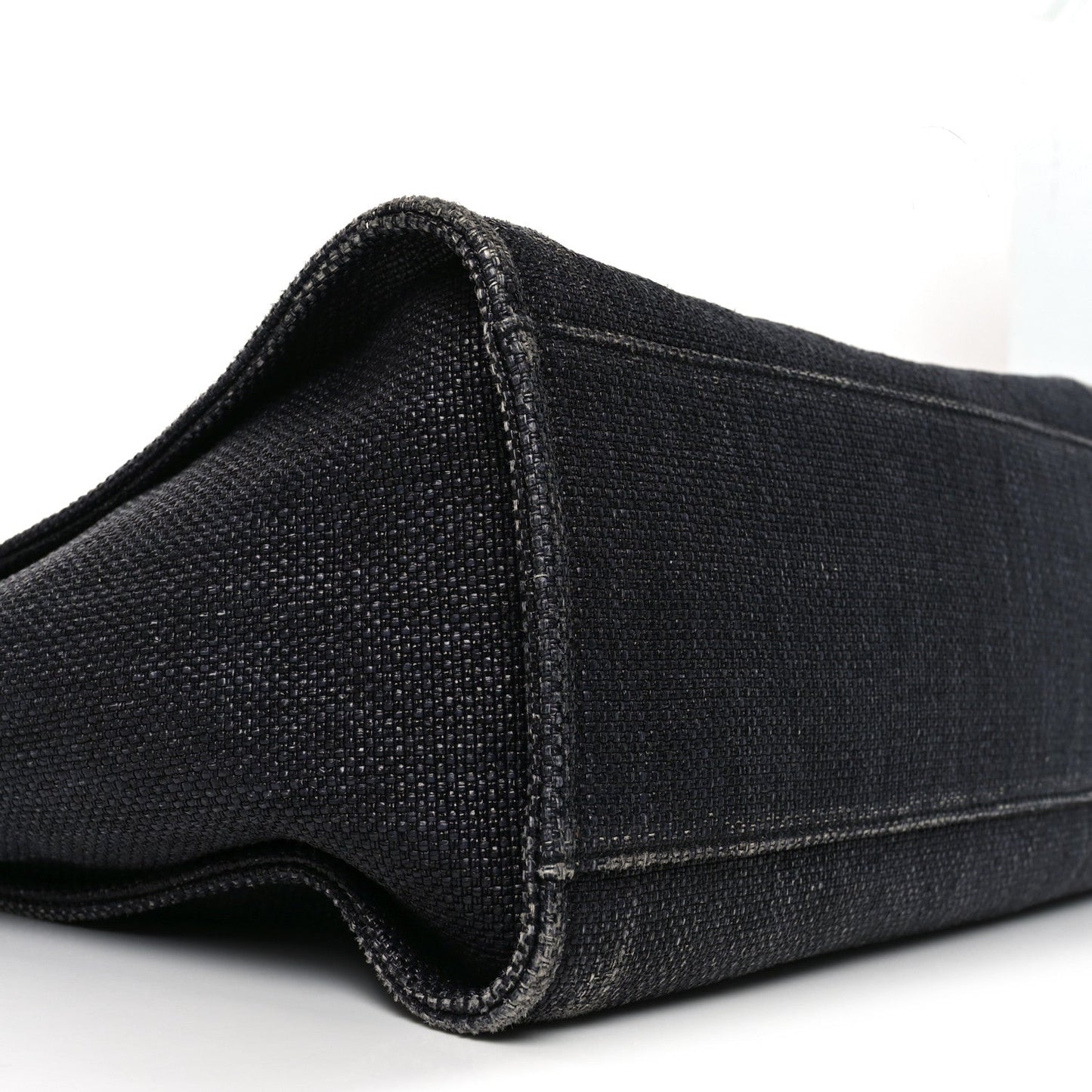 Woven Straw Raffia Large Deauville Tote Black