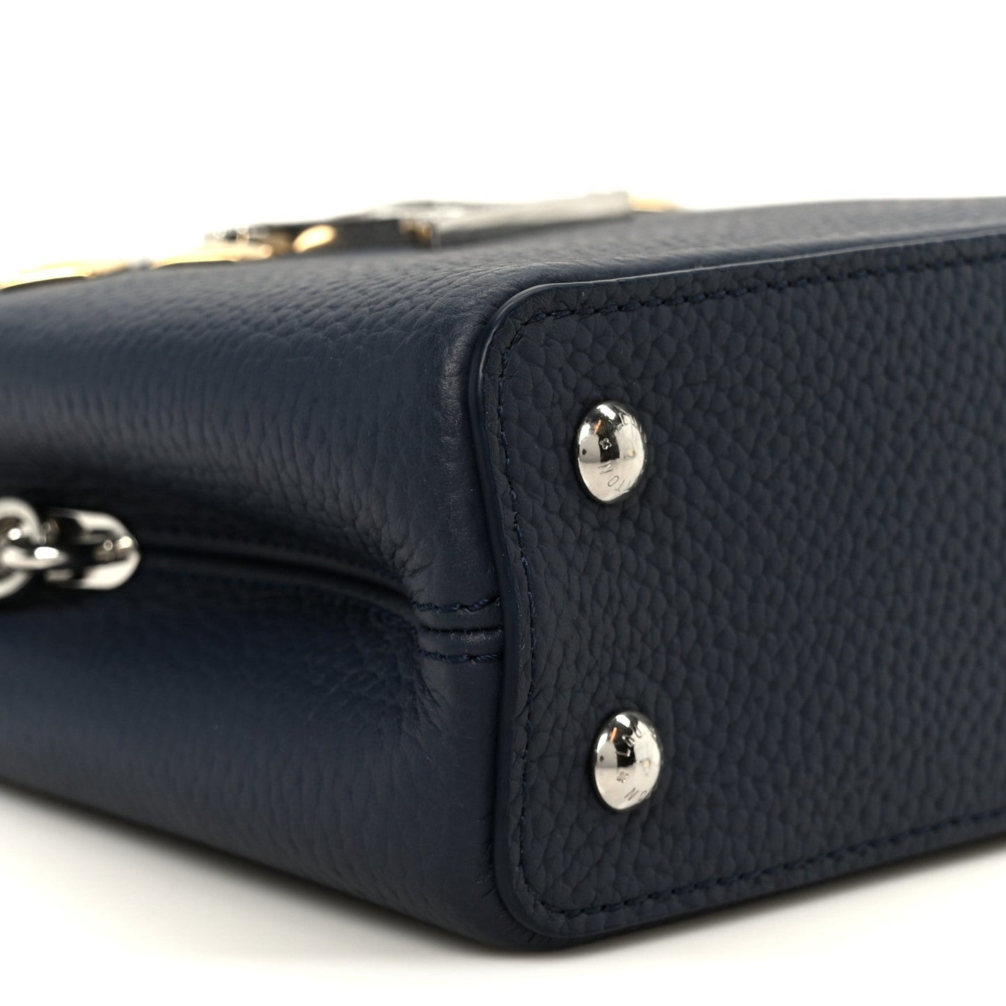 Taurillon Embellished Malletage Crown Mini Capucines Navy