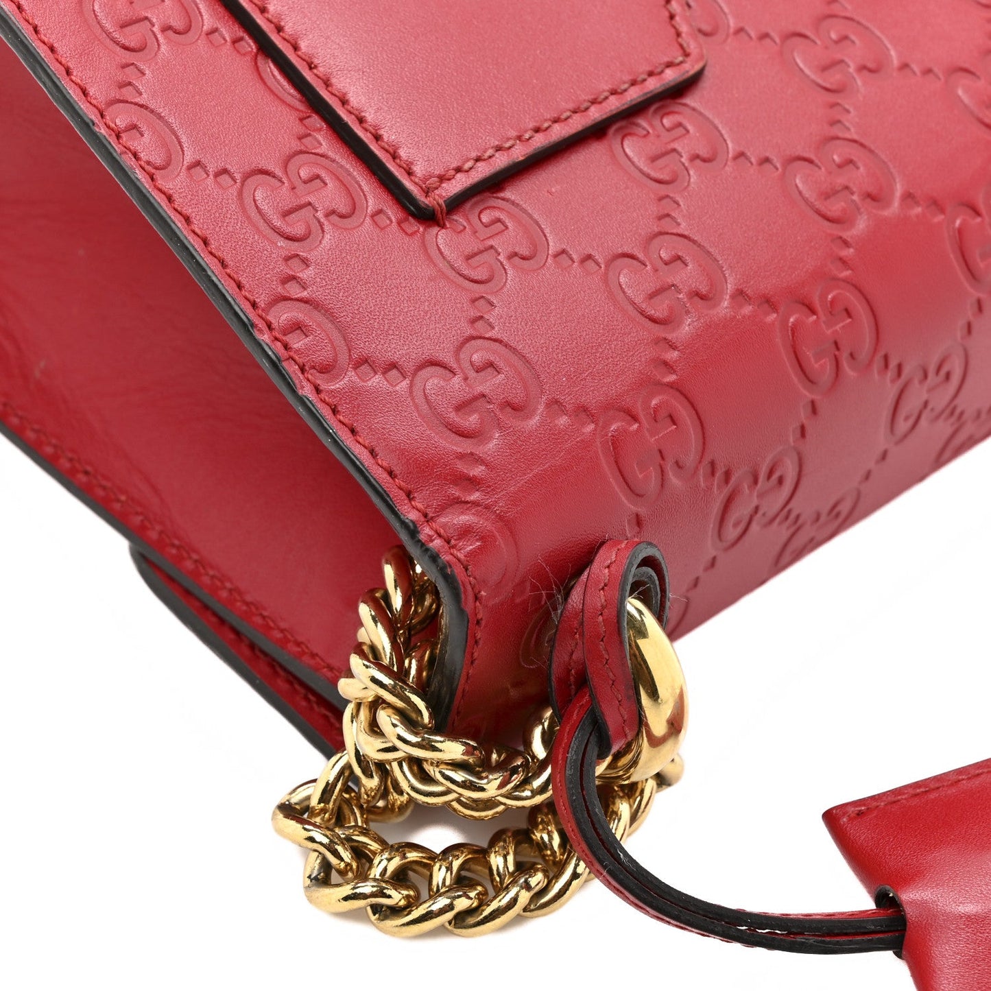 Guccissima Small Padlock Shoulder Bag Hibiscus Red