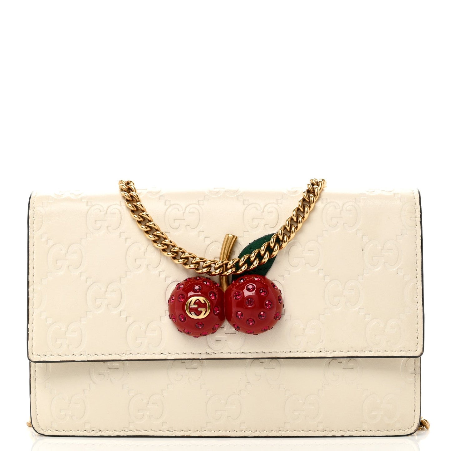Guccissima Mini Cherry Chain Bag White