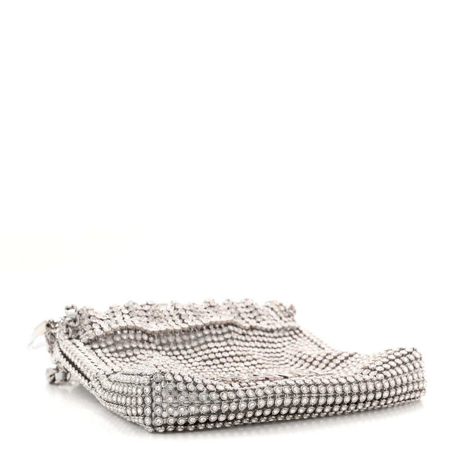 Crystal Embellished Metallic Lambskin Mini Chanel 22 Silver