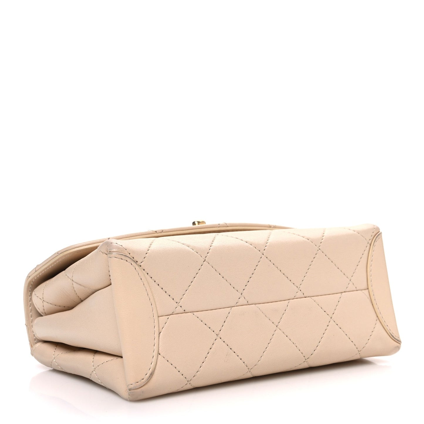 Lambskin Quilted Small Trendy Spirit Top Handle Bag Beige