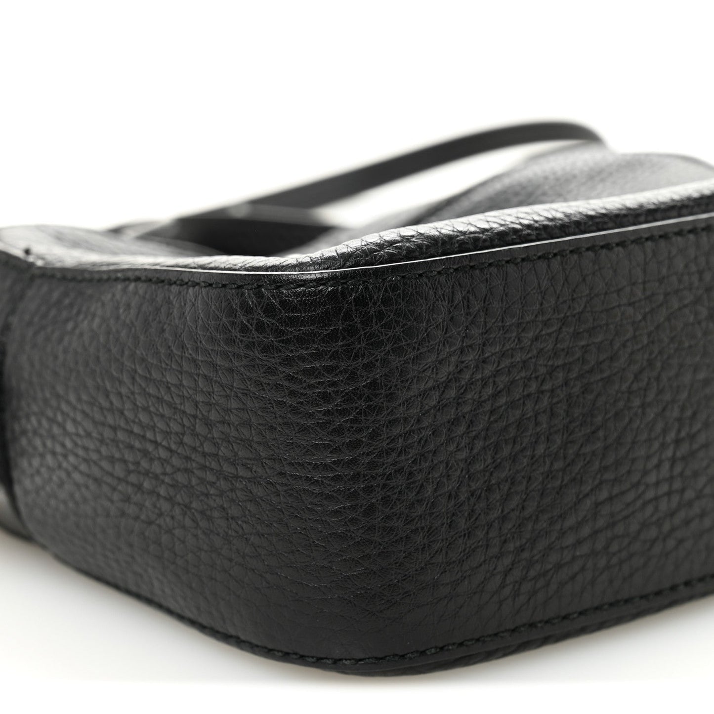 Pebbled Calfskin Studded Small Soho Disco Bag Black