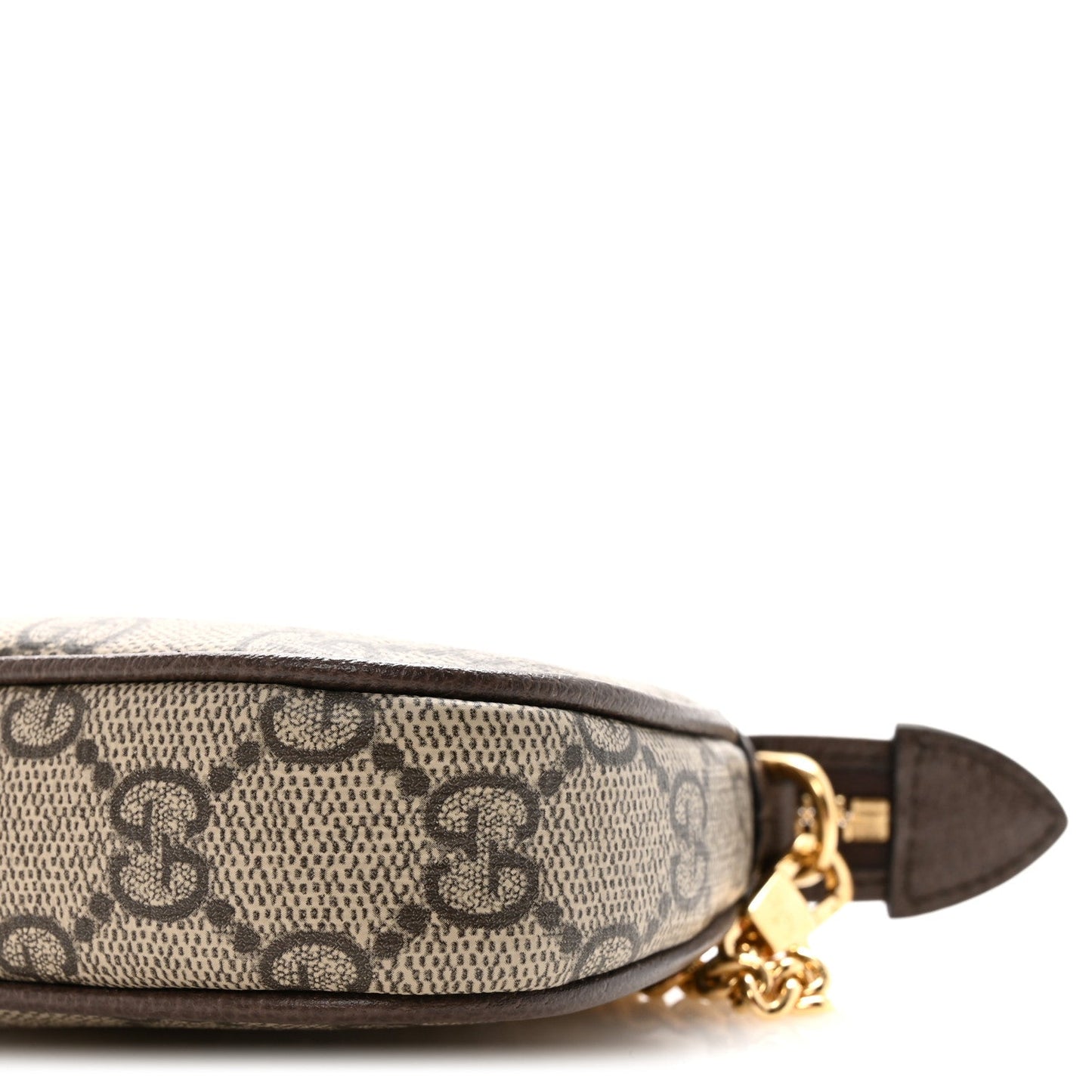GG Supreme Monogram Textured Dollar Calfskin Mini Ophidia Chain Bag Beige Ebony