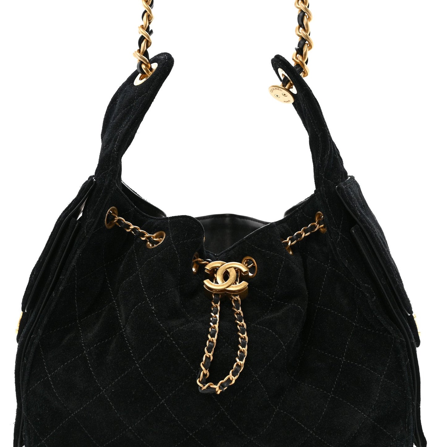 Suede Quilted Small Chanel 25 Handbag Black