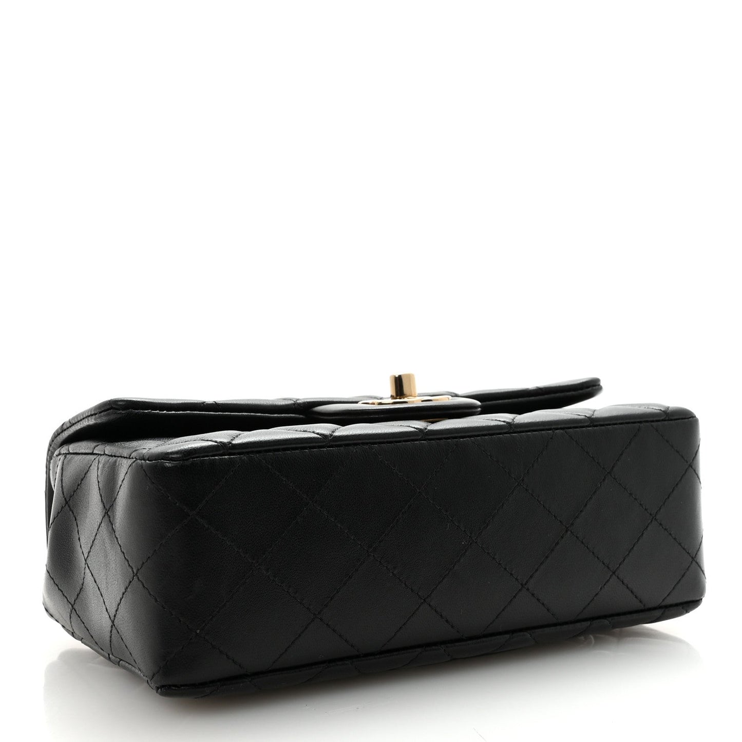 Lambskin Quilted Mini Rectangular Flap Black