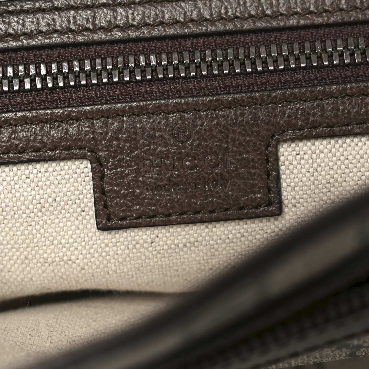 Tender GG Supreme Monogram Textured Dollar Calfskin Ophidia Messenger Bag Beige Ebony Dark Brown