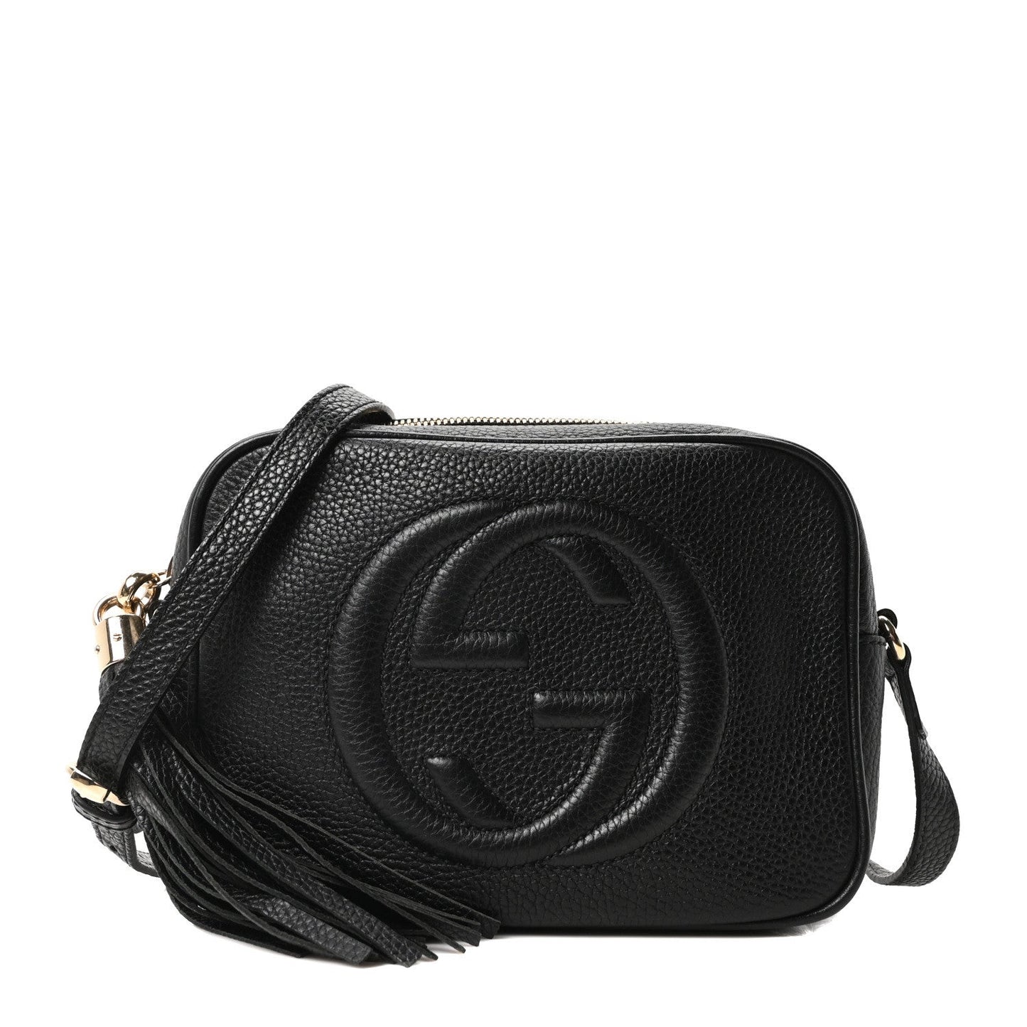 Pebbled Calfskin Small Soho Disco Bag Black