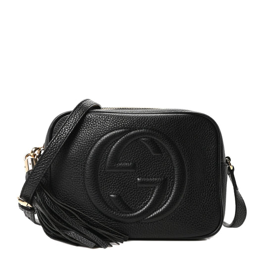 Pebbled Calfskin Small Soho Disco Bag Black