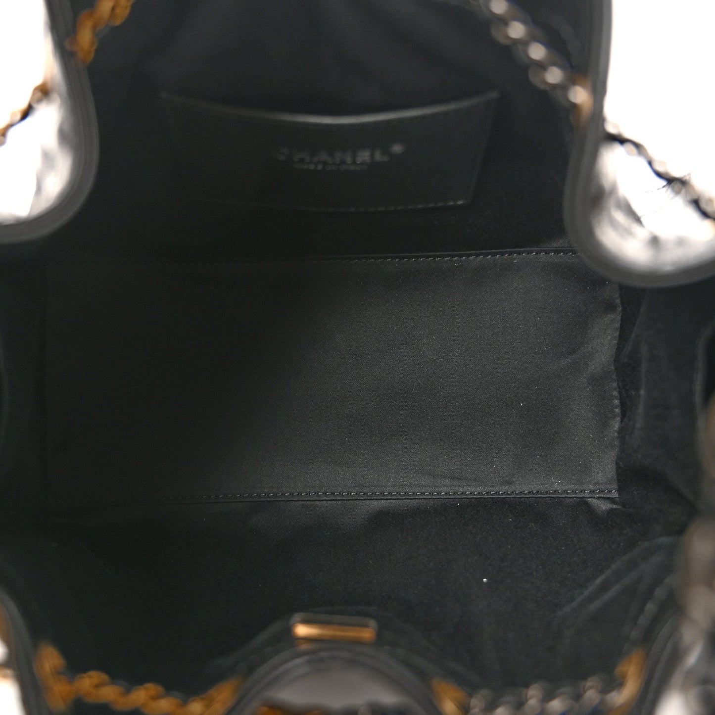 Shiny Crumpled Calfskin Quilted Small Chanel 25 Handbag Black