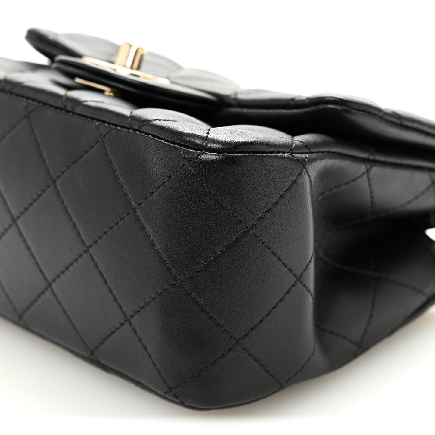 Lambskin Quilted Mini Square Flap Black