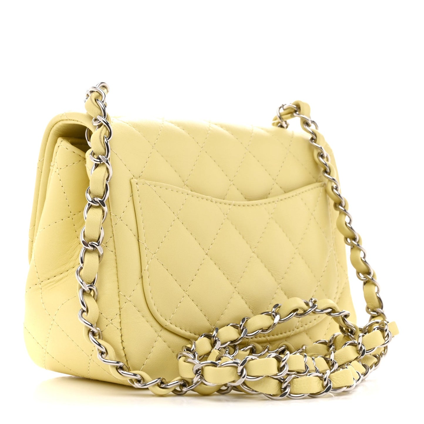 Lambskin Quilted Mini Square Flap Yellow