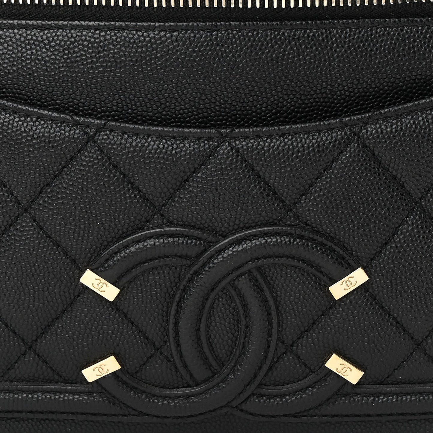 Caviar Quilted Filigree Waist Bag Black