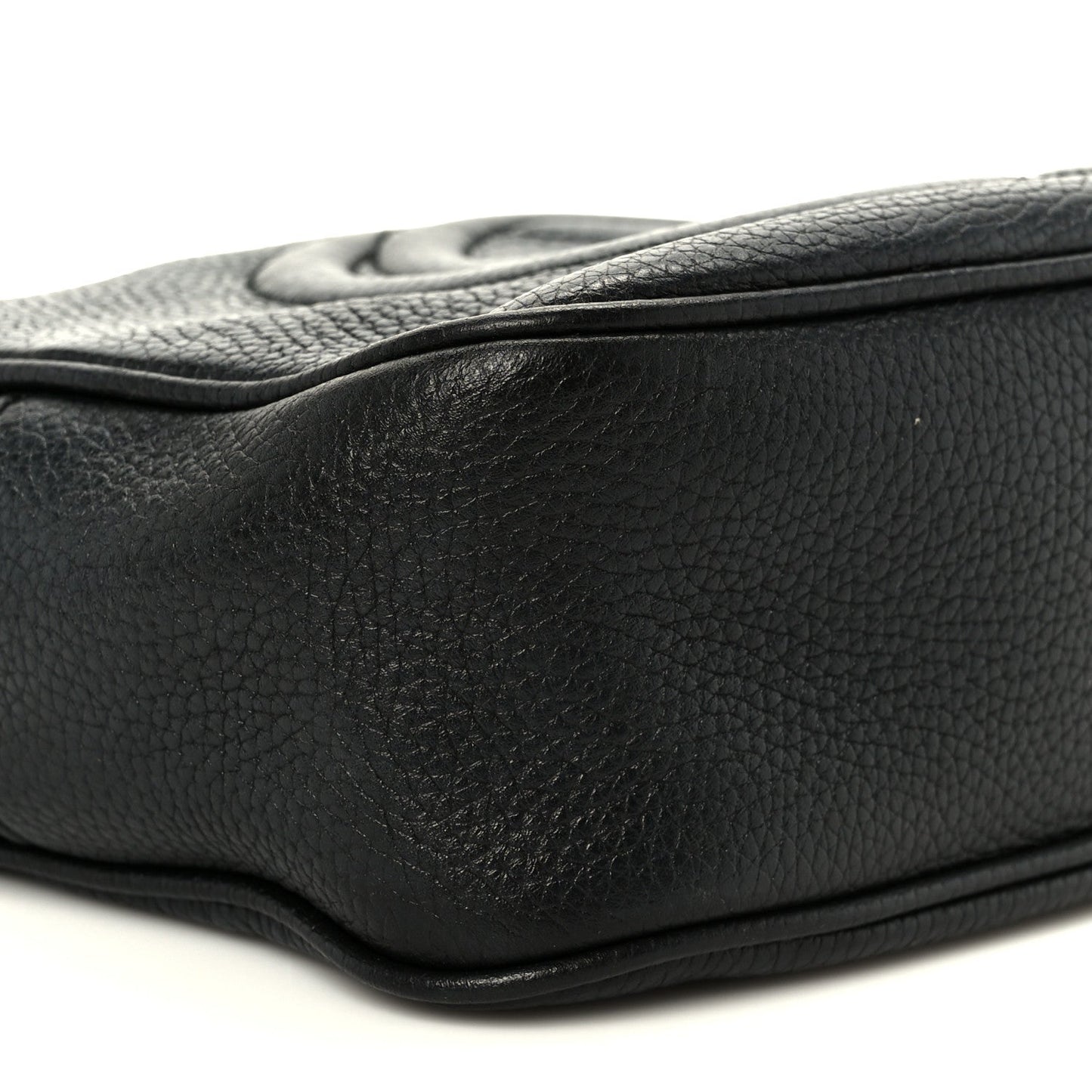 Pebbled Calfskin Small Soho Disco Bag Black
