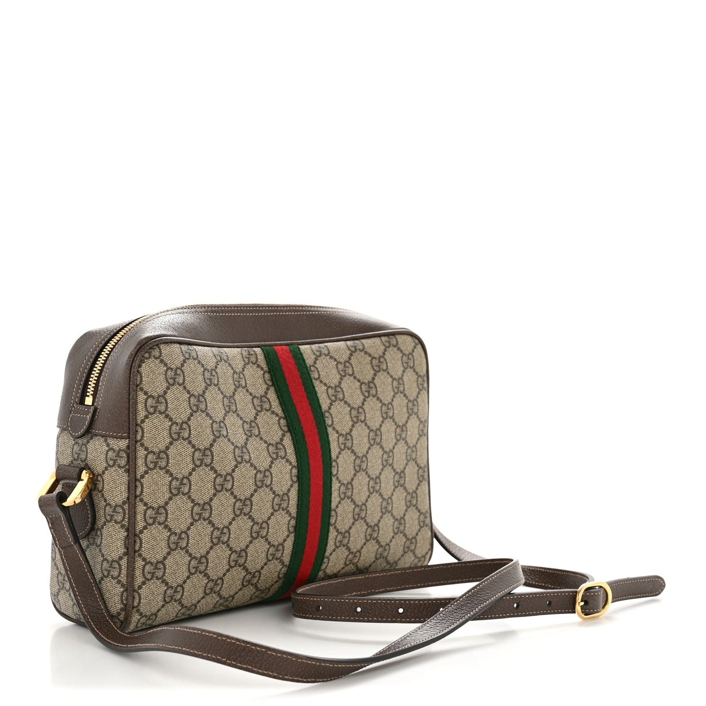 GG Supreme Monogram Web Small Ophidia Shoulder Bag Brown