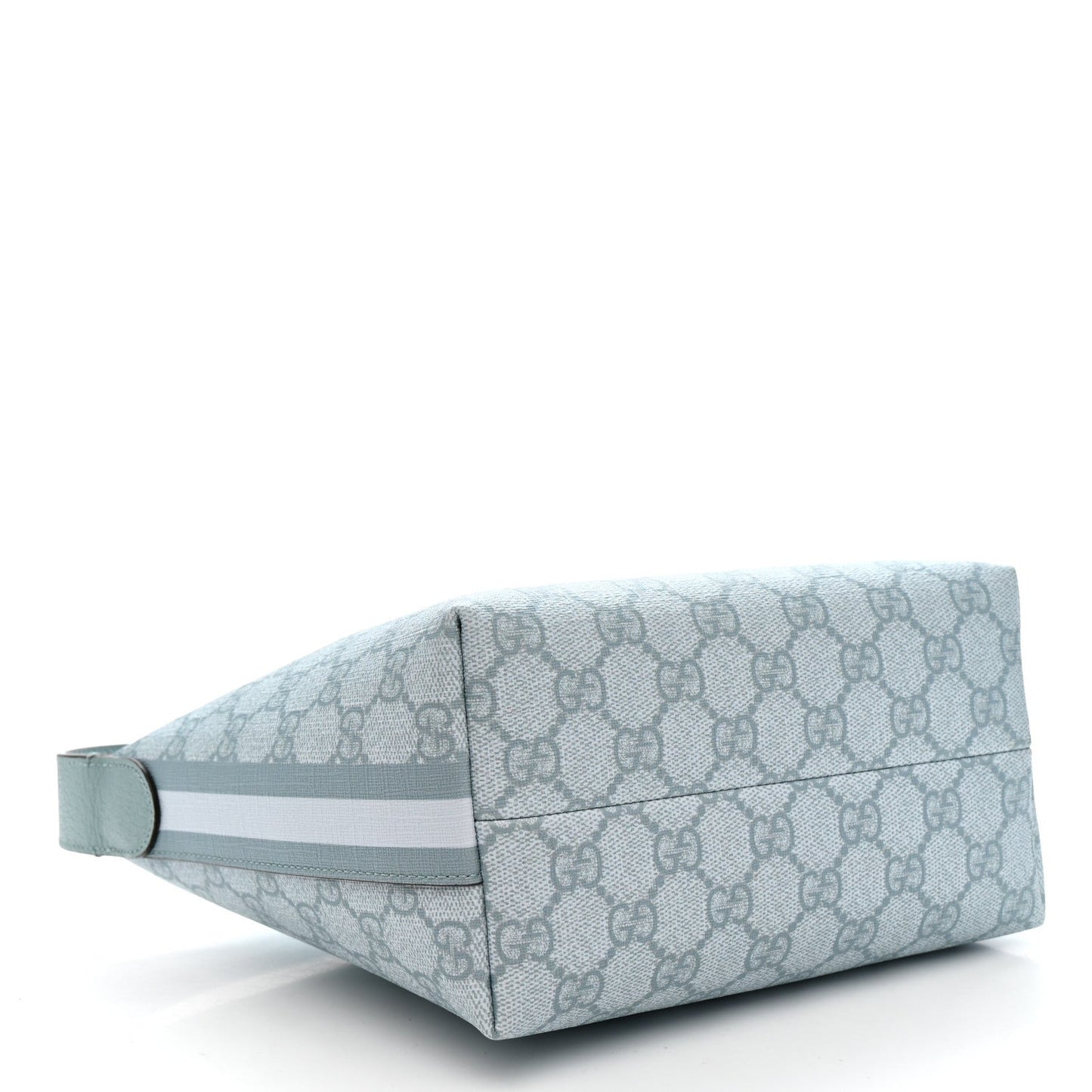 GG Supreme Monogram Textured Calfskin Web Super Mini Ophidia Shoulder Bag Dusty Blue