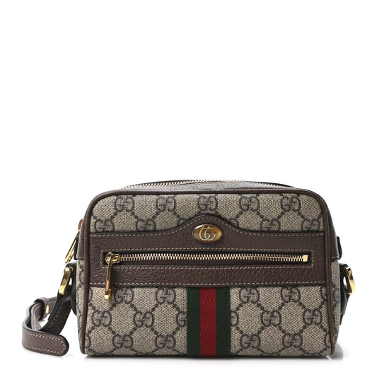 GG Supreme Monogram Web Mini Ophidia Shoulder Bag Brown