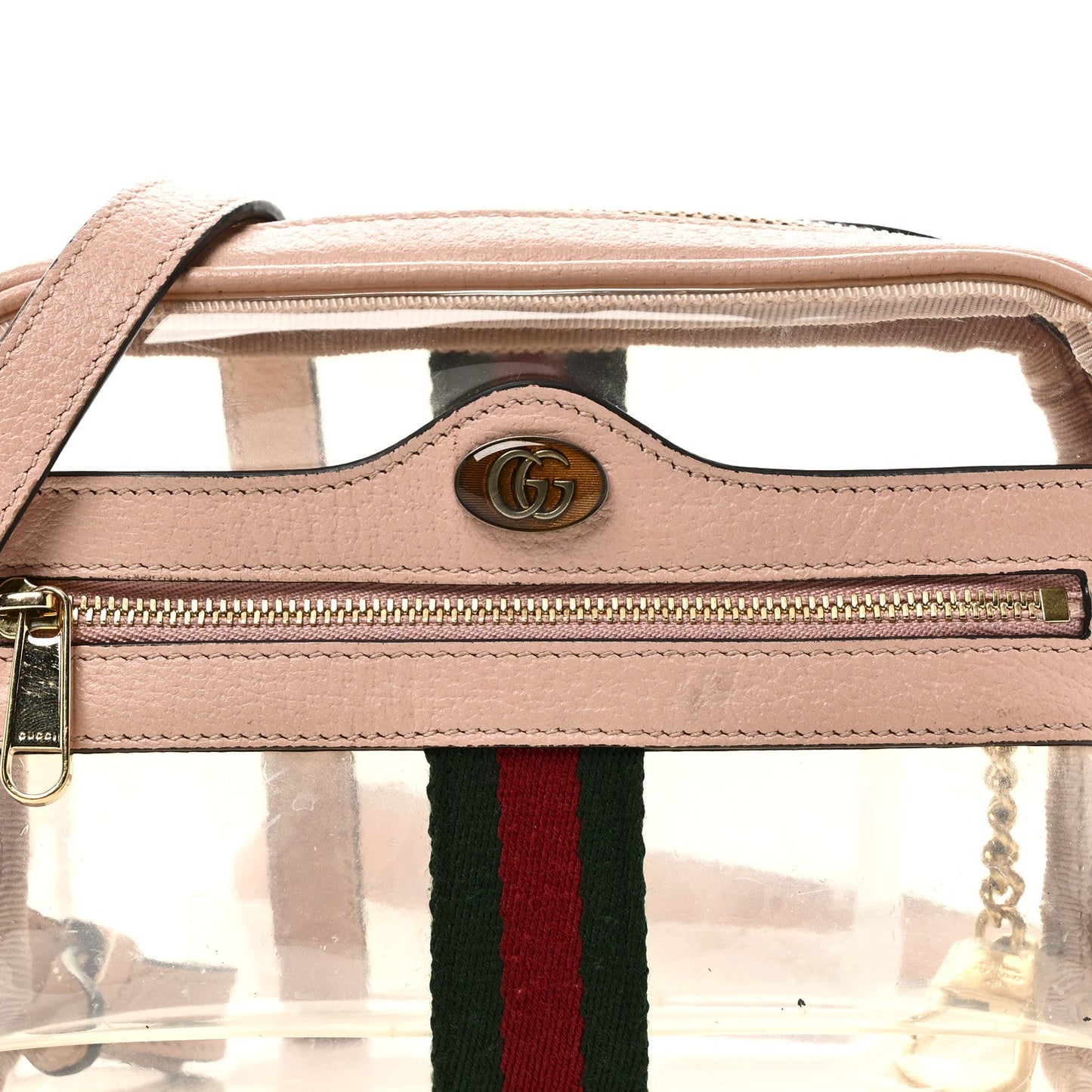 Vinyl Web Mini Ophidia Transparent Shoulder Bag Perfect Pink