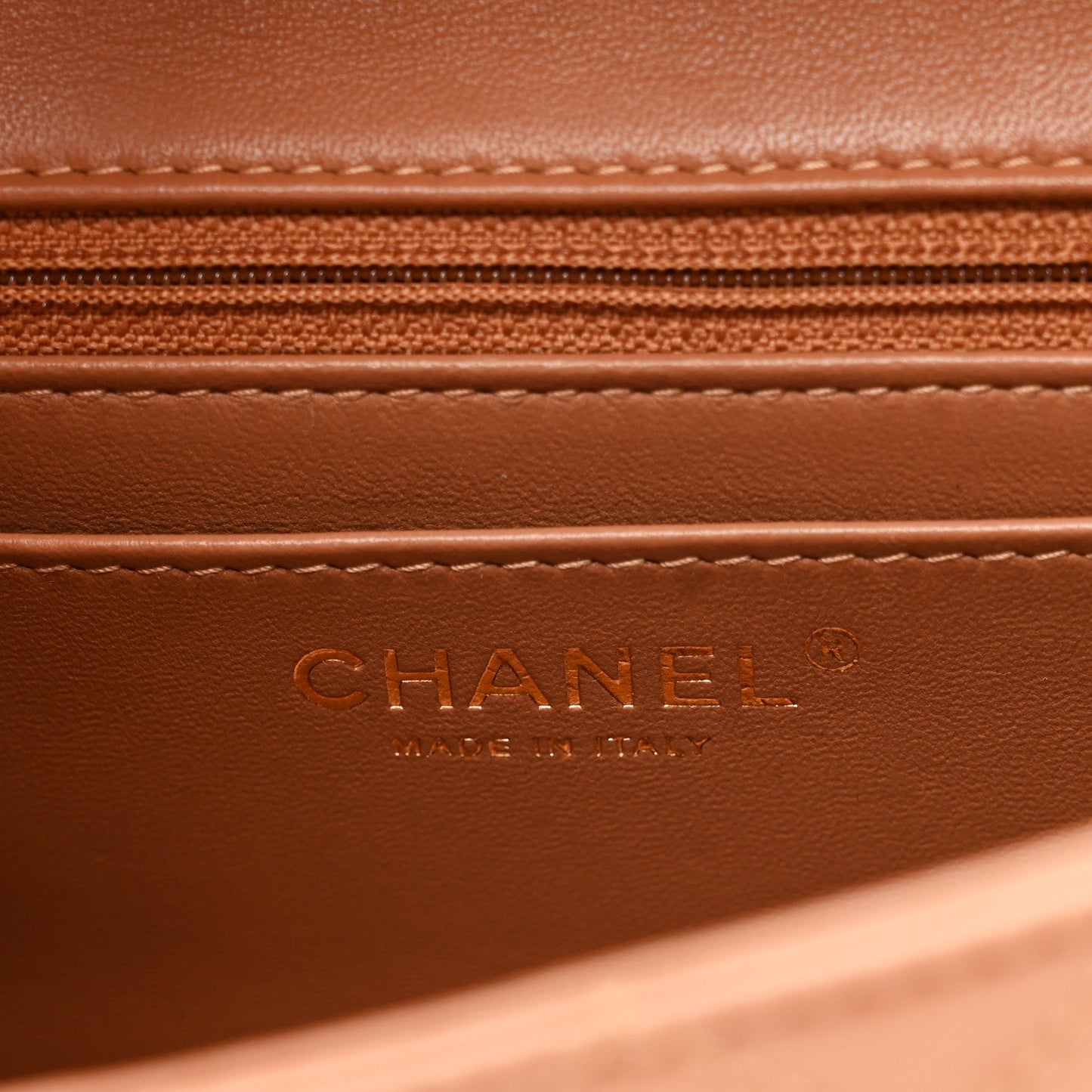 Lambskin Quilted Mini Rectangular Flap Brown