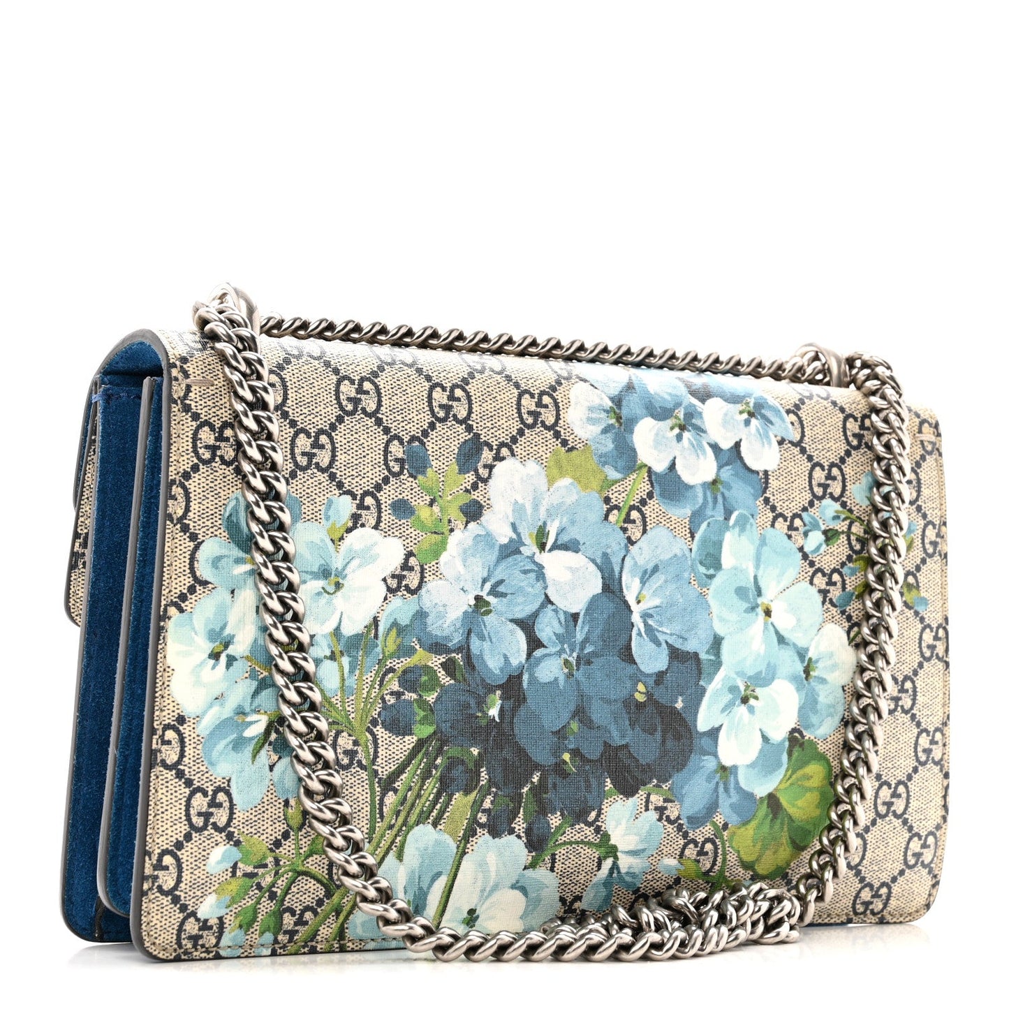 GG Supreme Monogram Blooms Small Dionysus Shoulder Bag Beige Navy Vintage Blue