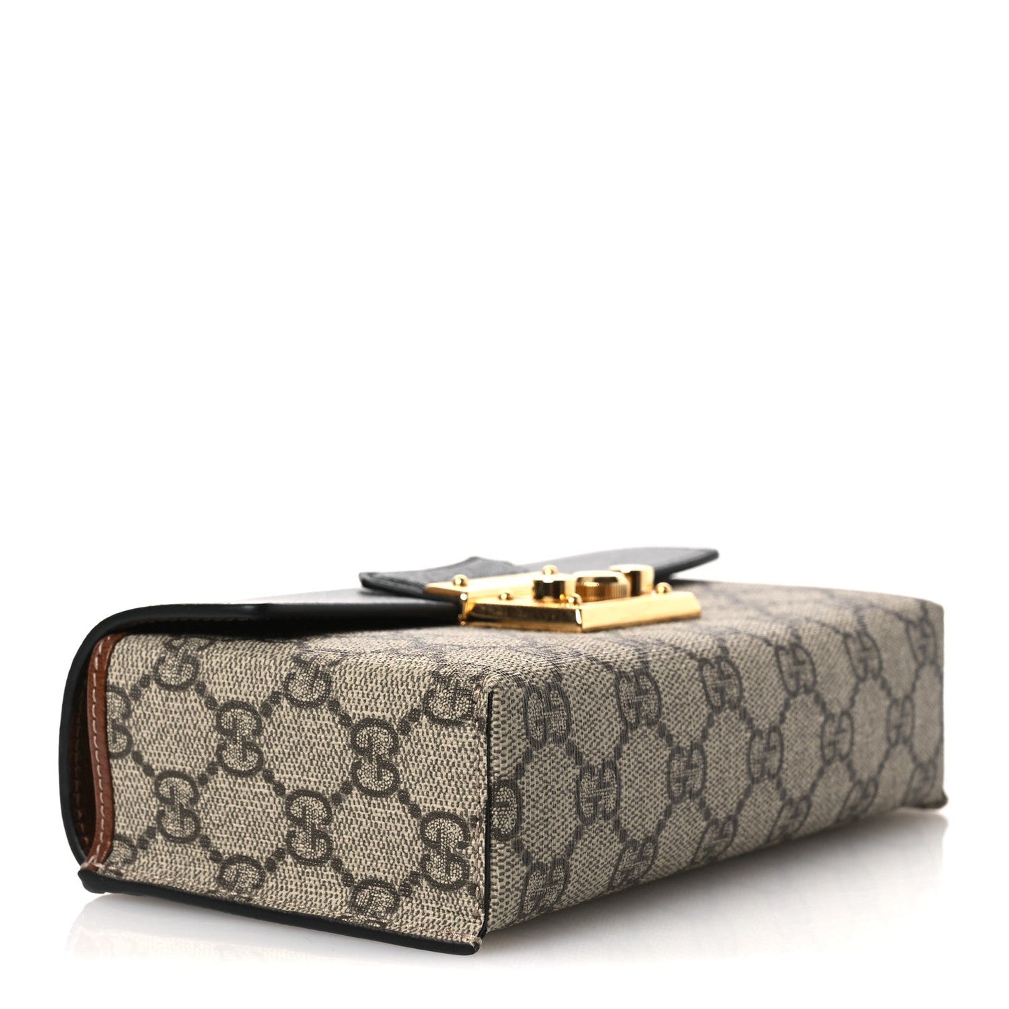 GG Supreme Monogram Calfskin Mini Padlock Top Handle Shoulder Bag Beige Black Cuir