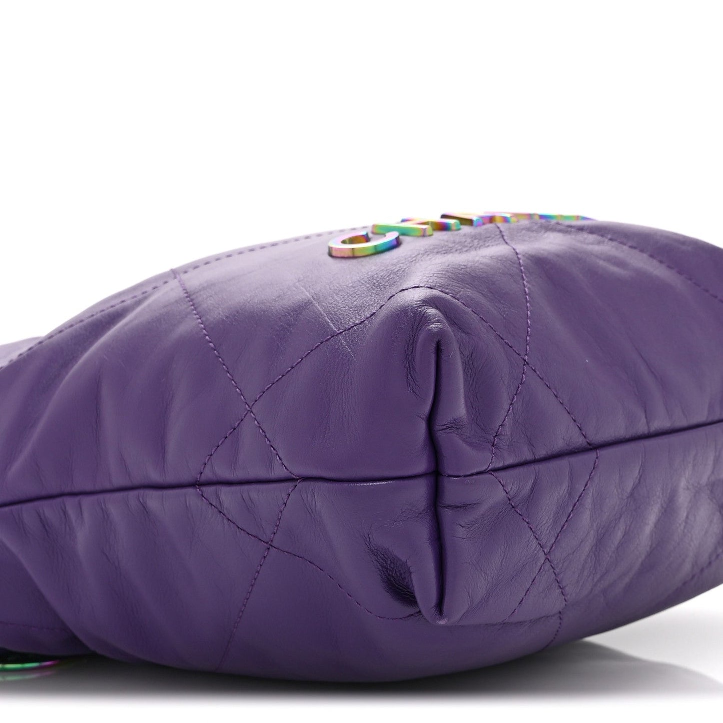 Shiny Calfskin Quilted Rainbow Mini Chanel 22 Purple