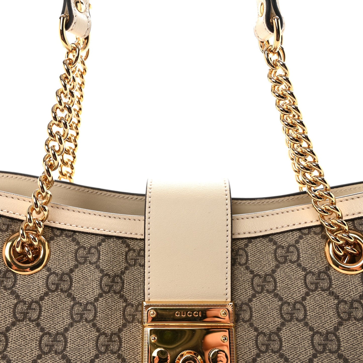 GG Supreme Monogram Medium Padlock Tote White