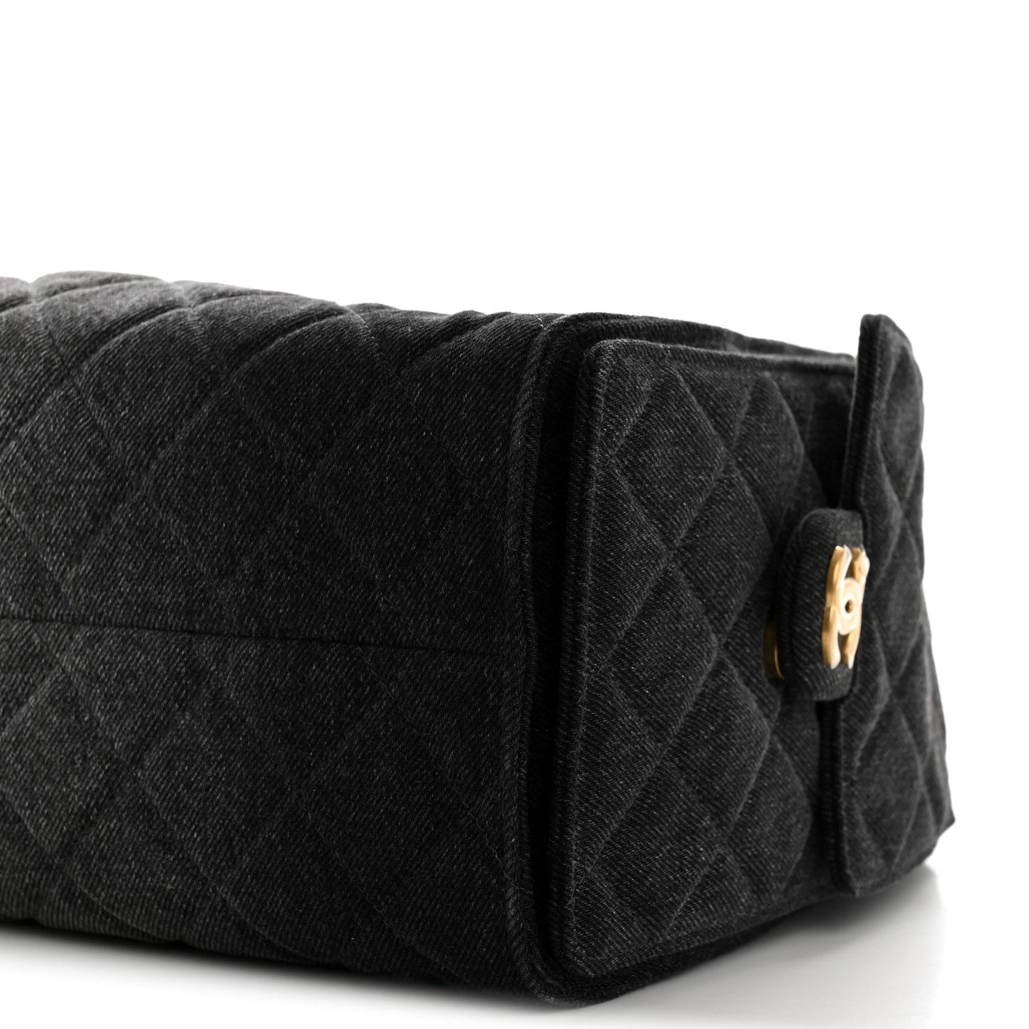 Washed Denim Quilted Small Chanel 25 Handbag Black