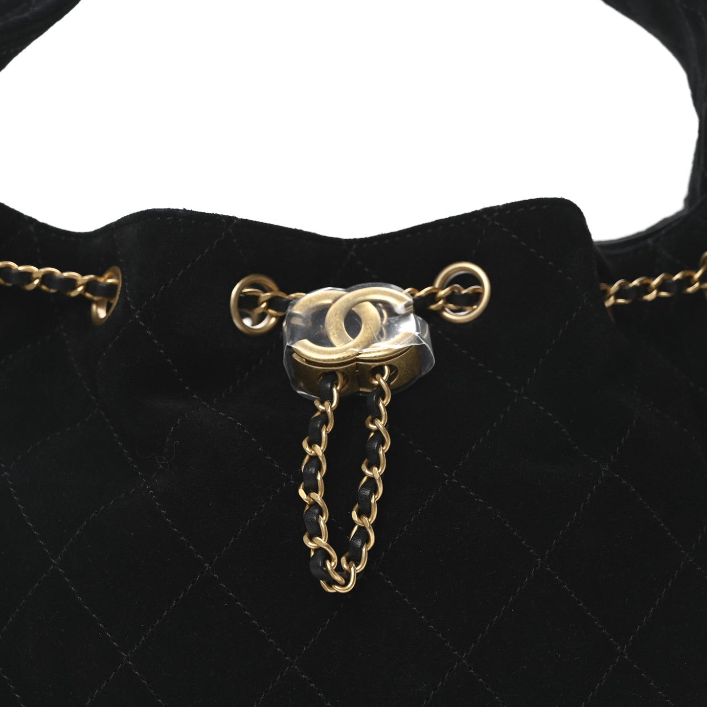 Suede Quilted Small Chanel 25 Handbag Black