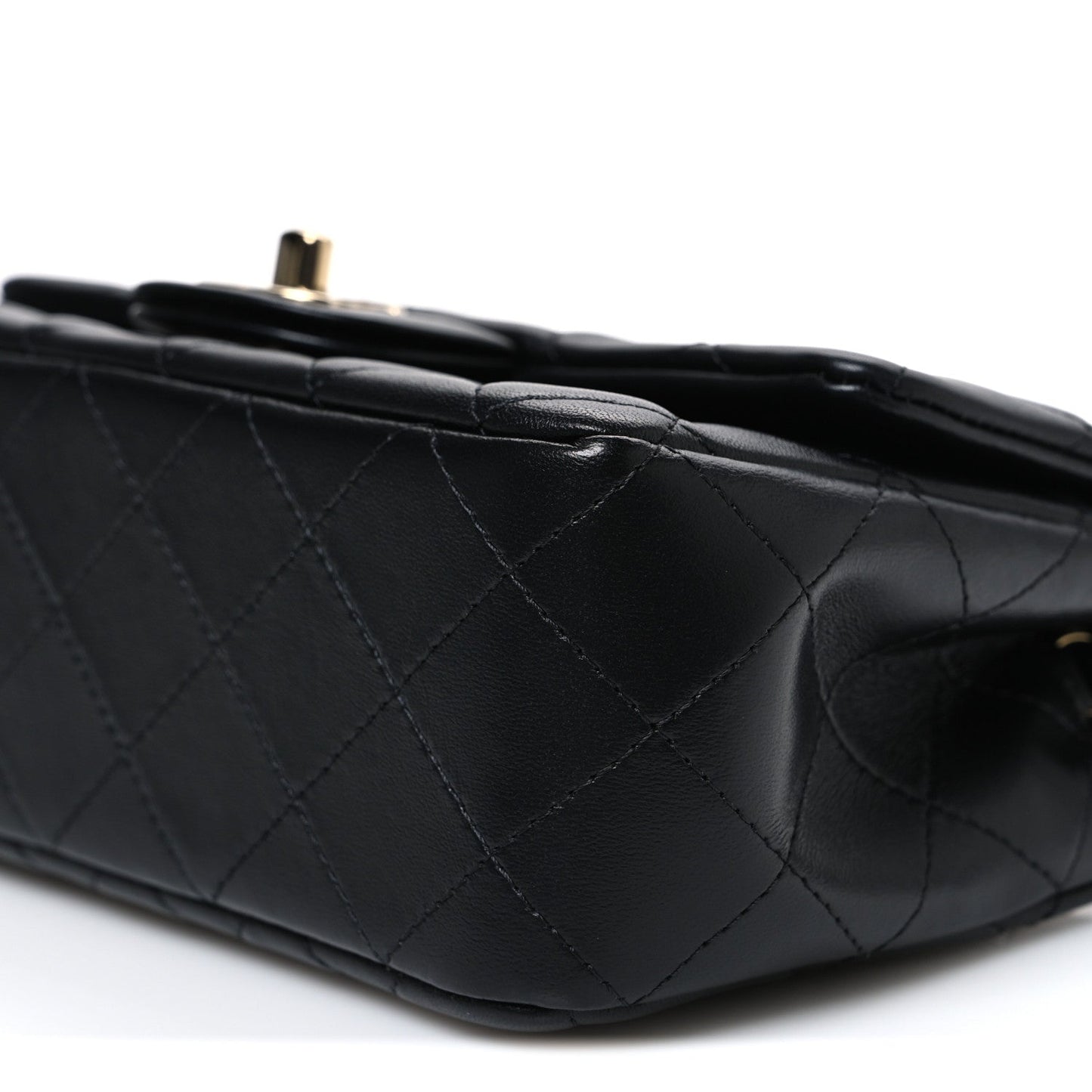 Lambskin Quilted Mini Rectangular Flap Black