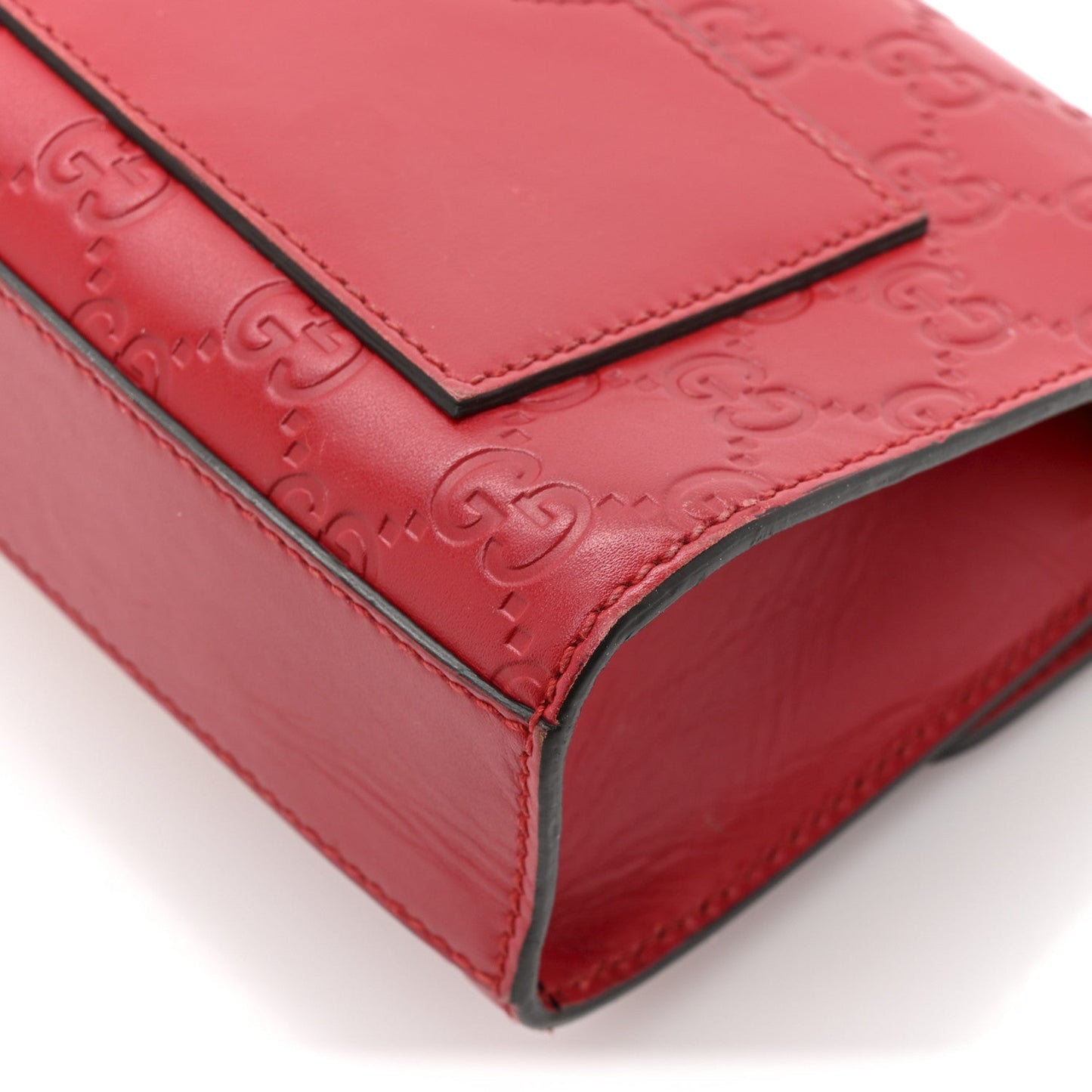 Guccissima Small Padlock Shoulder Bag Hibiscus Red