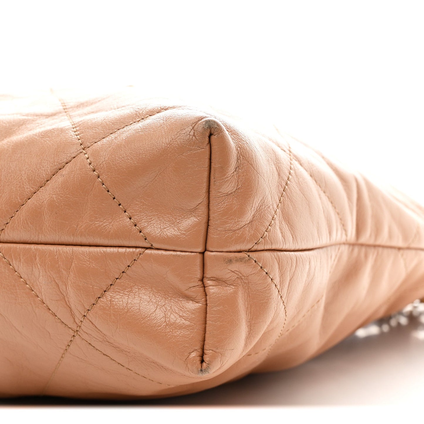 Shiny Calfskin Quilted Small Chanel 22 Beige