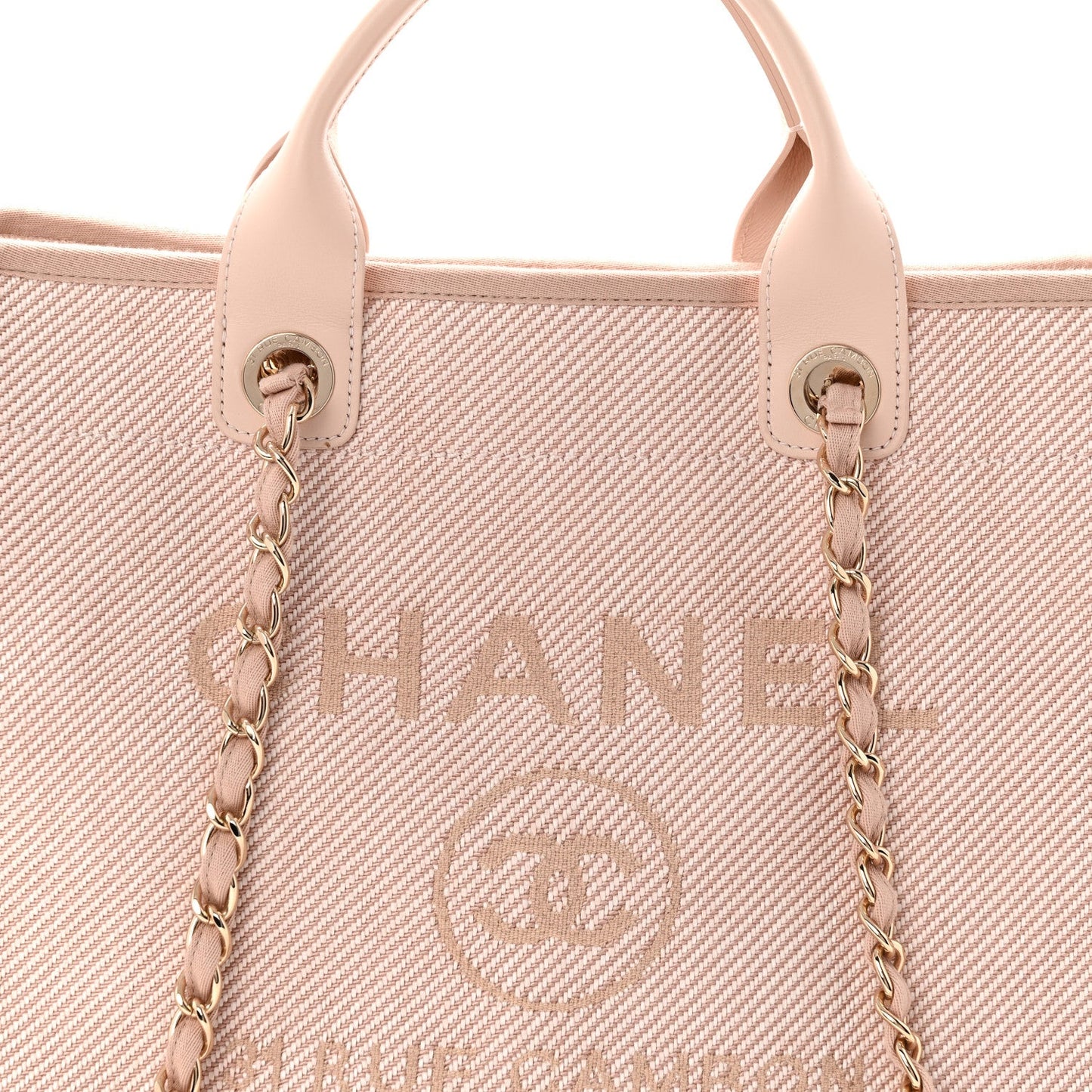 Mixed Fibers Calfskin Medium Deauville Tote Beige