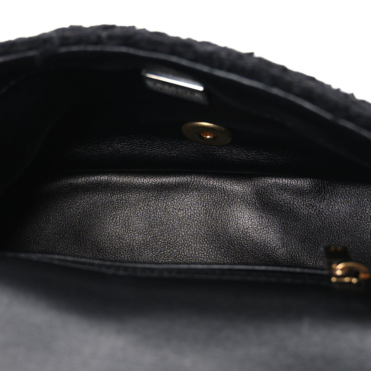 Tweed Quilted Mini Square Flap Black