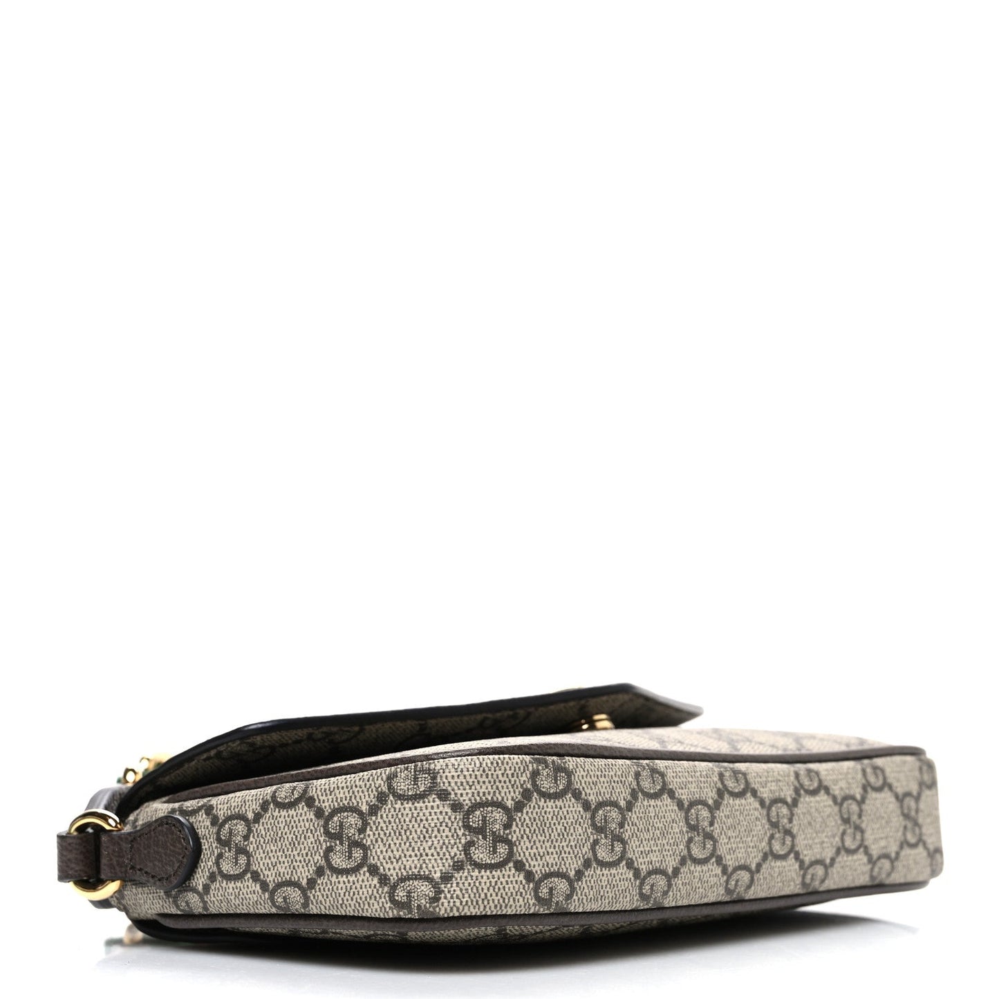 GG Supreme Monogram Textured Dollar Calfskin Web Mini Ophidia Envelope Shoulder Bag Beige Ebony New Acero