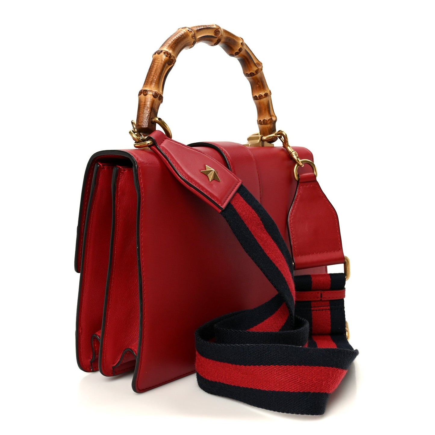 Calfskin Bamboo Web Medium Dionysus Top Handle Bag Red White Blue